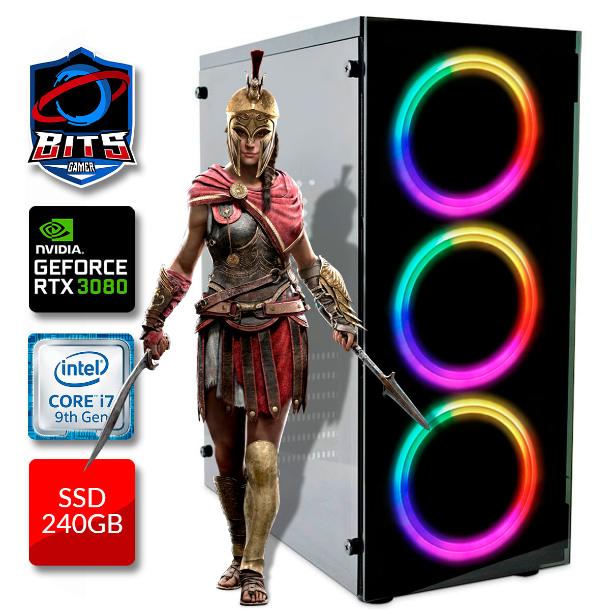 PC Gamer Bits 2022 - Intel i7 9700KF, 16GB, SSD 240GB, Video GeForce RTX 3080 10GB