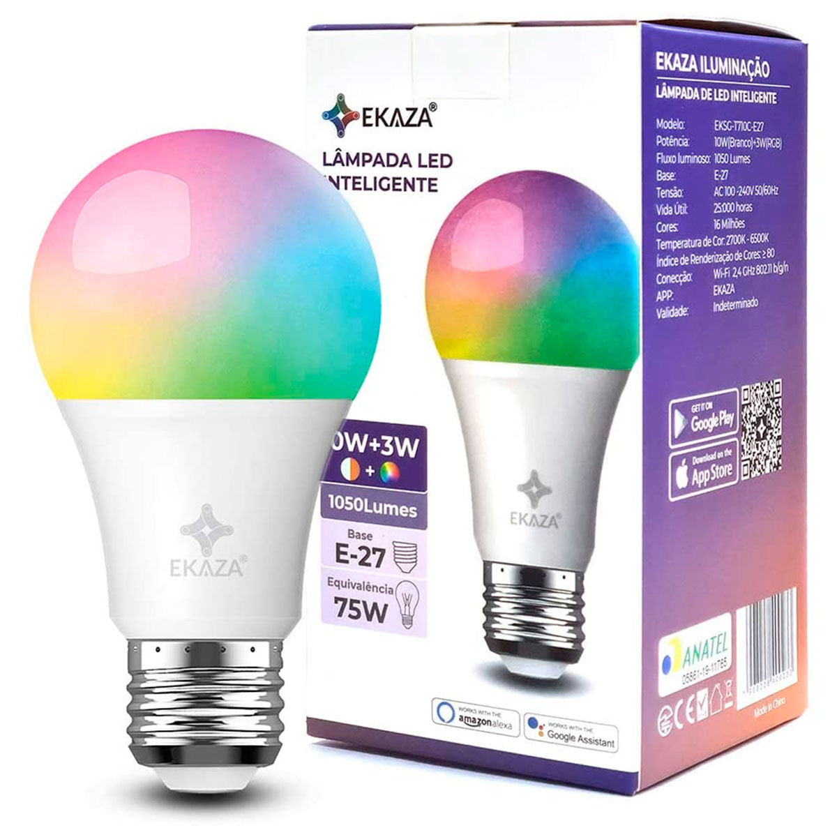 Lâmpada Inteligente RGB Ekaza - Soquete E27 - Bivolt - 10W+ 3W - EKSG-T710C