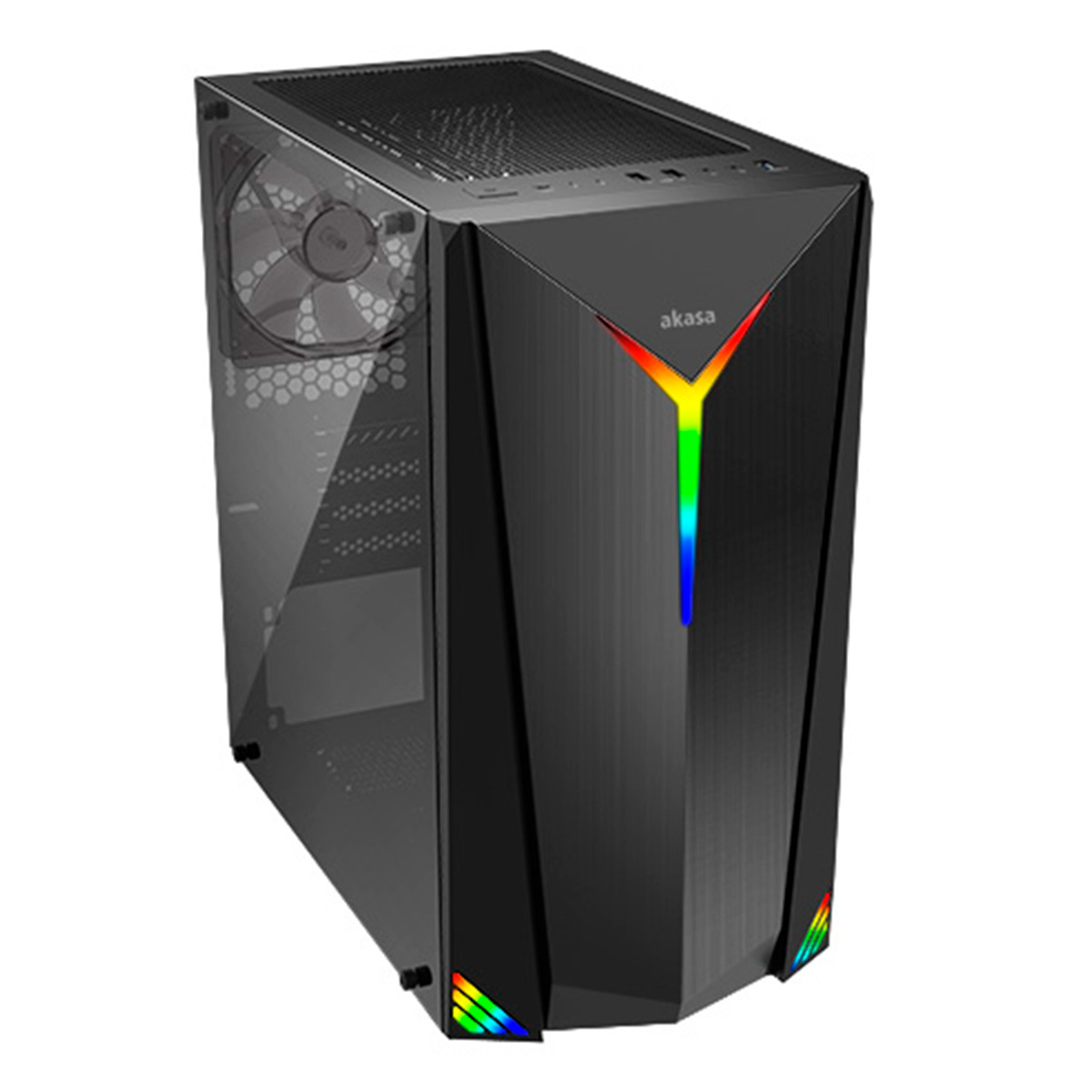 Gabinete Gamer Akasa Apache Flare - Frontal RGB - Lateral em Vidro Temperado - A-ATX08-A1B