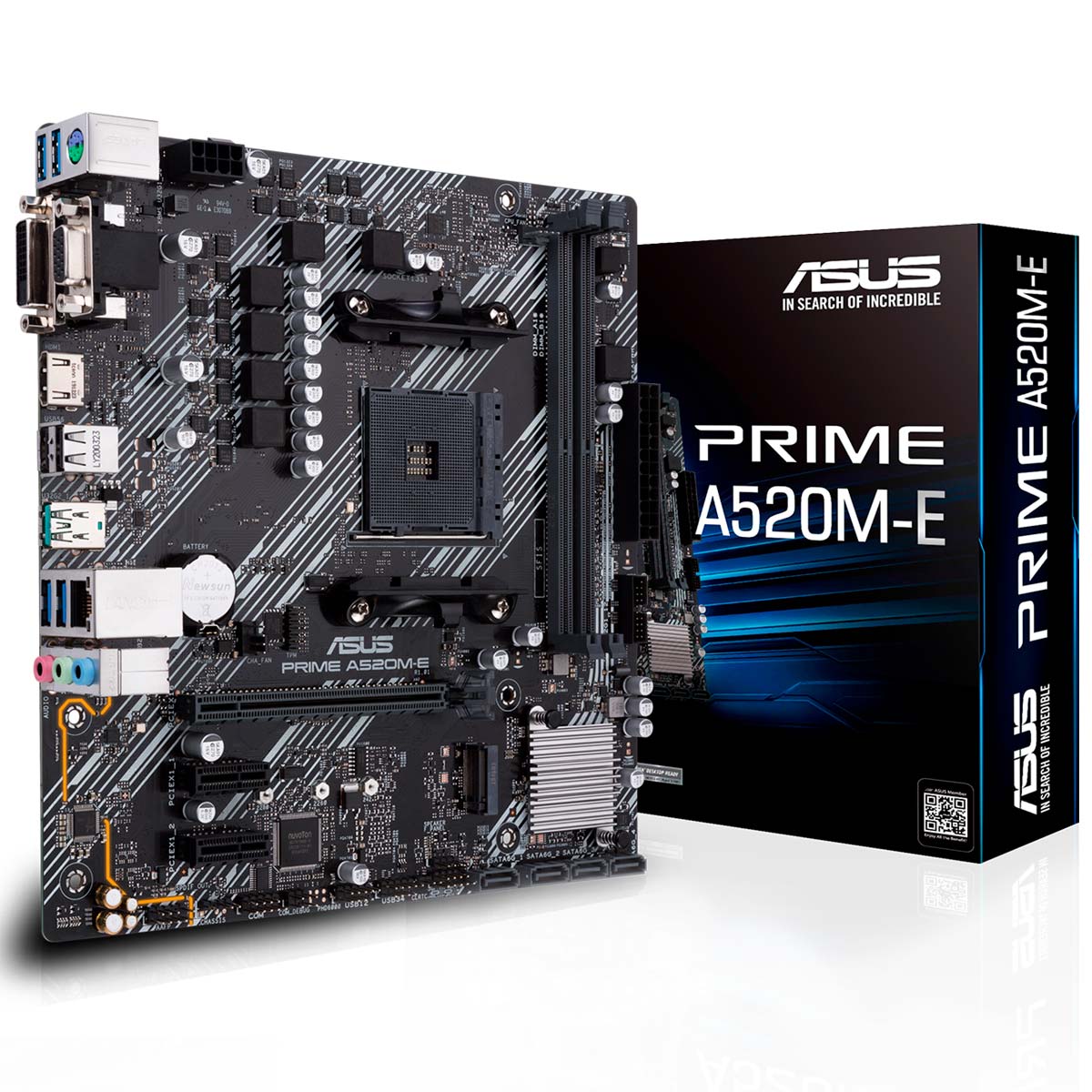 Placa Mãe Asus Prime A520M-E - (AM4 - DDR4 4600 O.C) - Chipset AMD A520 - USB 3.2 - Slot M.2 - Micro ATX