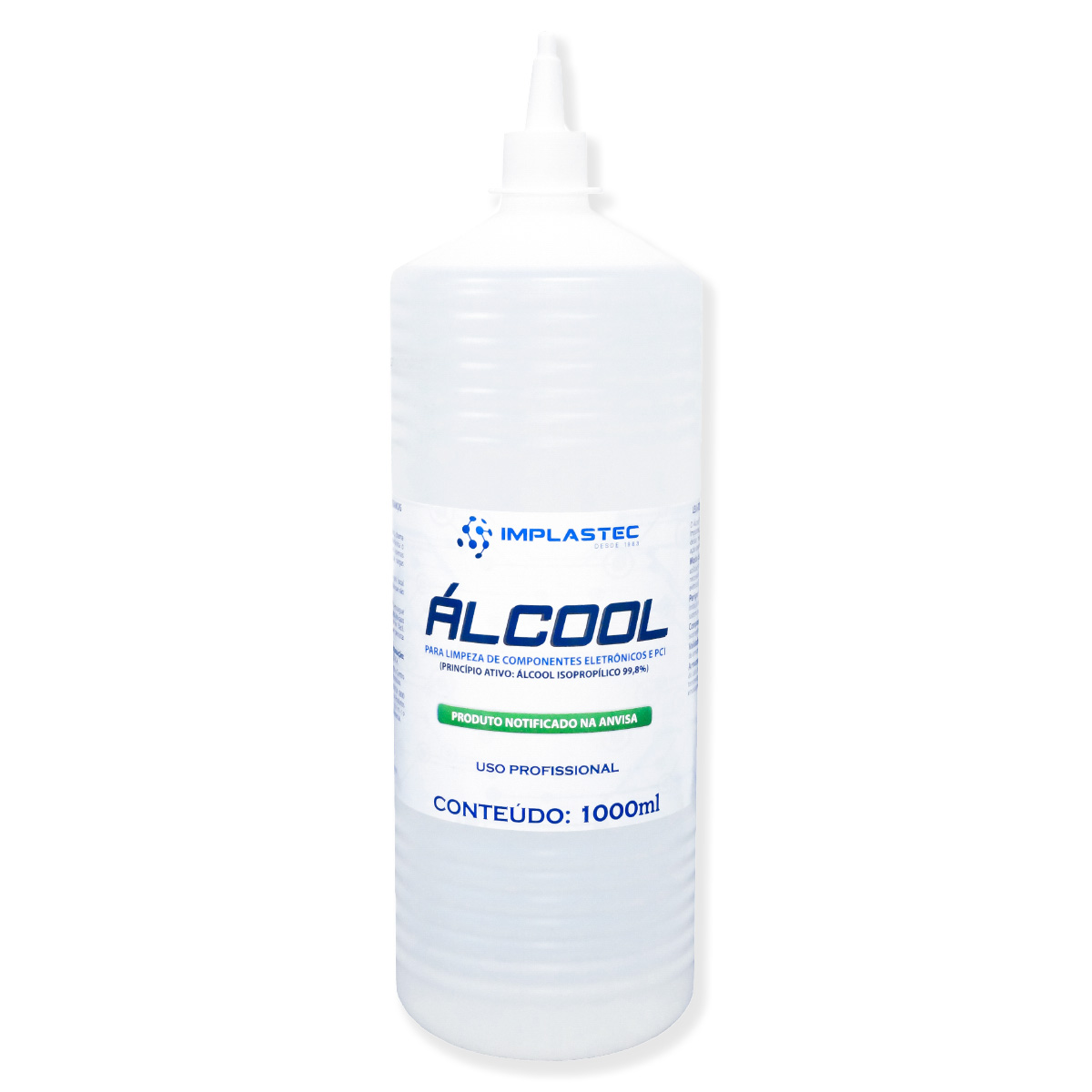 Álcool Isopropílico para Limpeza de Componentes Eletrônicos e PCI - 1000ml - Implastec