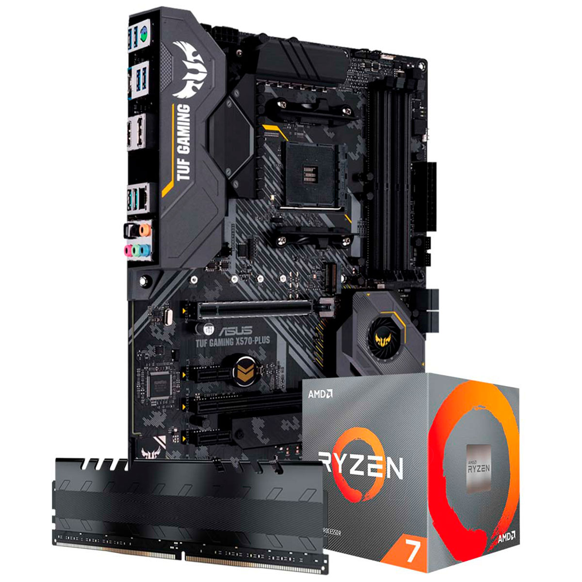Kit Upgrade Processador AMD Ryzen™ 7 5800X + Placa Mãe Asus TUF X570-PLUS/BR GAMING + Memória 8GB DDR4