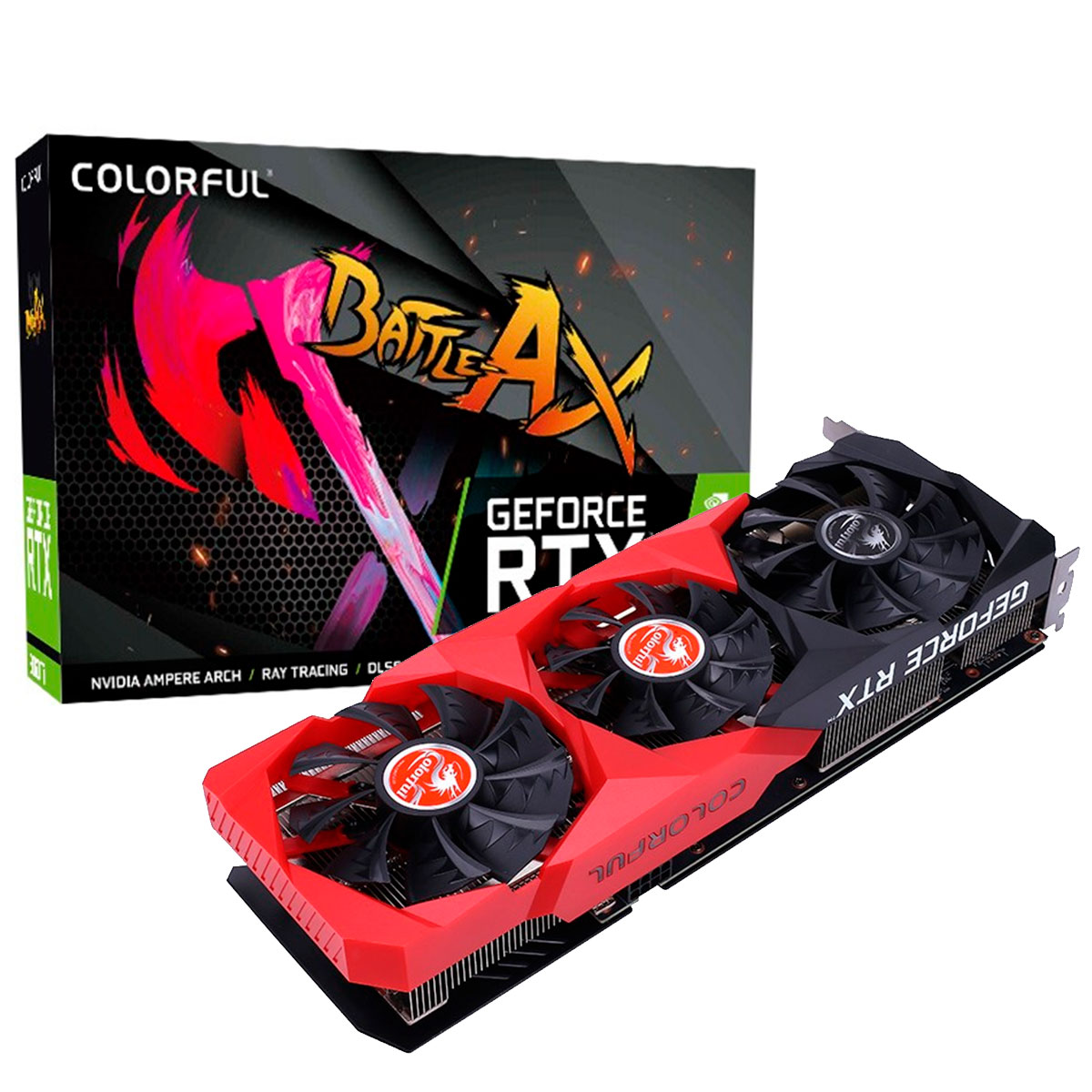 Placa de Vídeo GeForce RTX 3060 Ti 8GB GDDR6 256bits - Colorful NB-V Battle Ax - Selo LHR