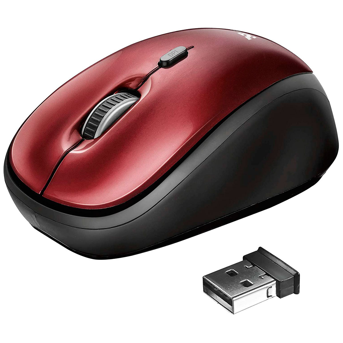 Mouse sem Fio Trust Yvi - 1600dpi - Vermelho - T19522