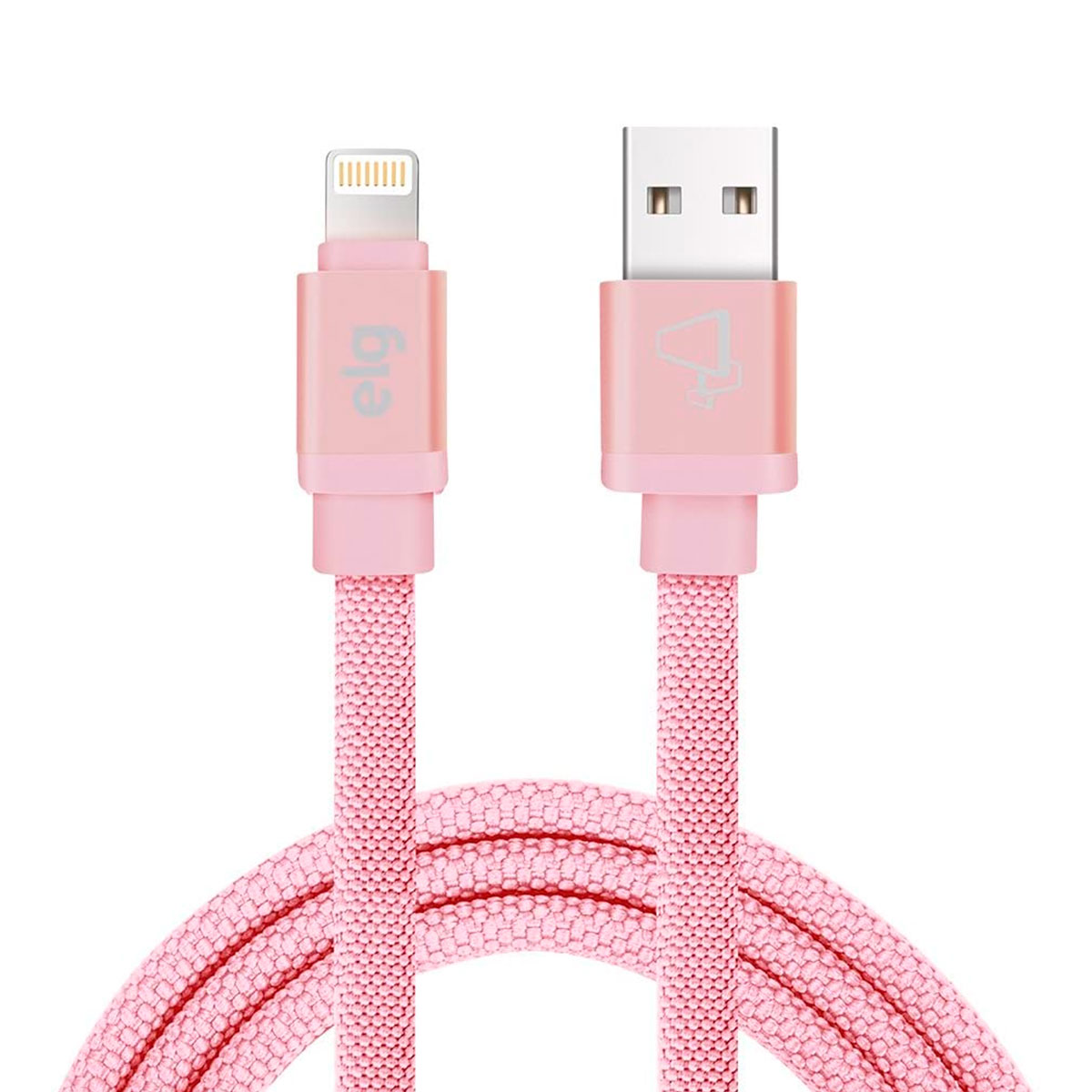 Cabo Lightning para USB - em Tecido Canvas - para iPhone, iPad, iPod - 1 metro - Rosa - ELG CNV810PK
