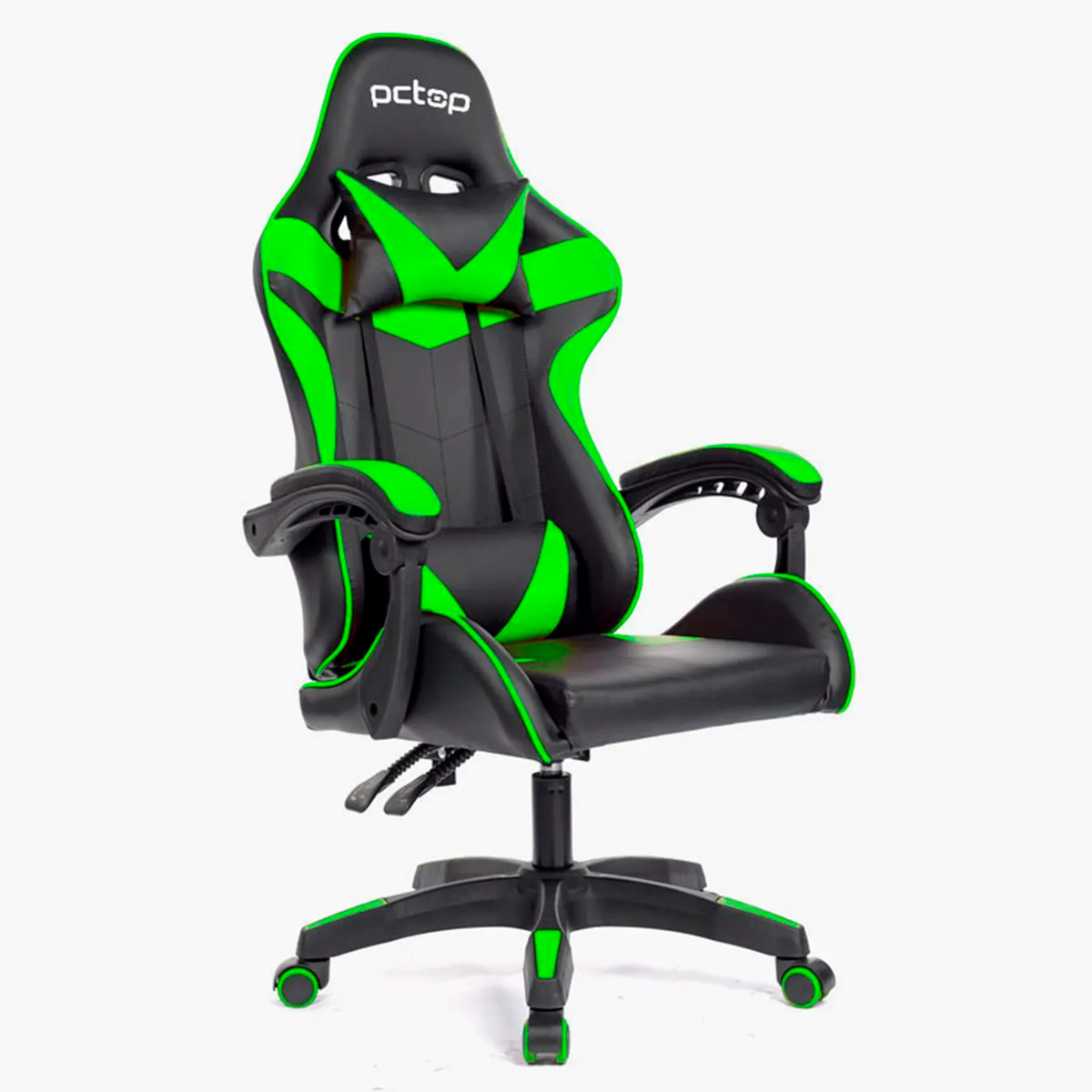 Cadeira Gamer PCTop Strike SE1005 - Encosto Reclinável - Preta e Verde - 0079468-01