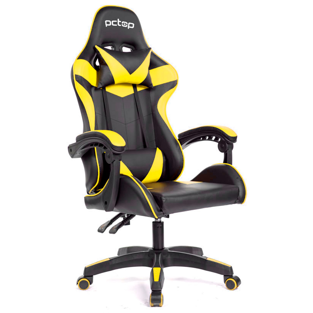 Cadeira Gamer PCTop Strike SE1005 - Encosto Reclinável - Preta e Amarela - 0079466-01