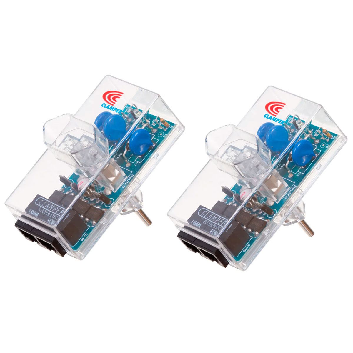 Kit Protetor Contra Raios Clamper Ethernet RJ45 2P+T - até 100Mbps - Transparente - 10746 - 2 unidades