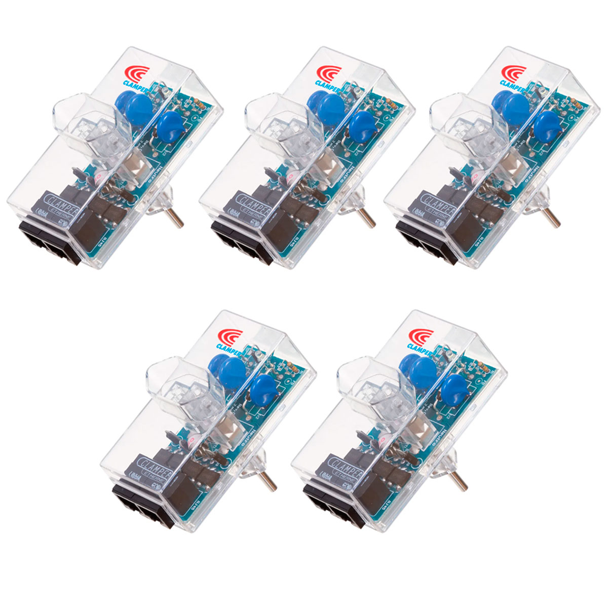 Kit Protetor Contra Raios Clamper Ethernet RJ45 2P+T - até 100Mbps - Transparente - 10746 - 5 unidades