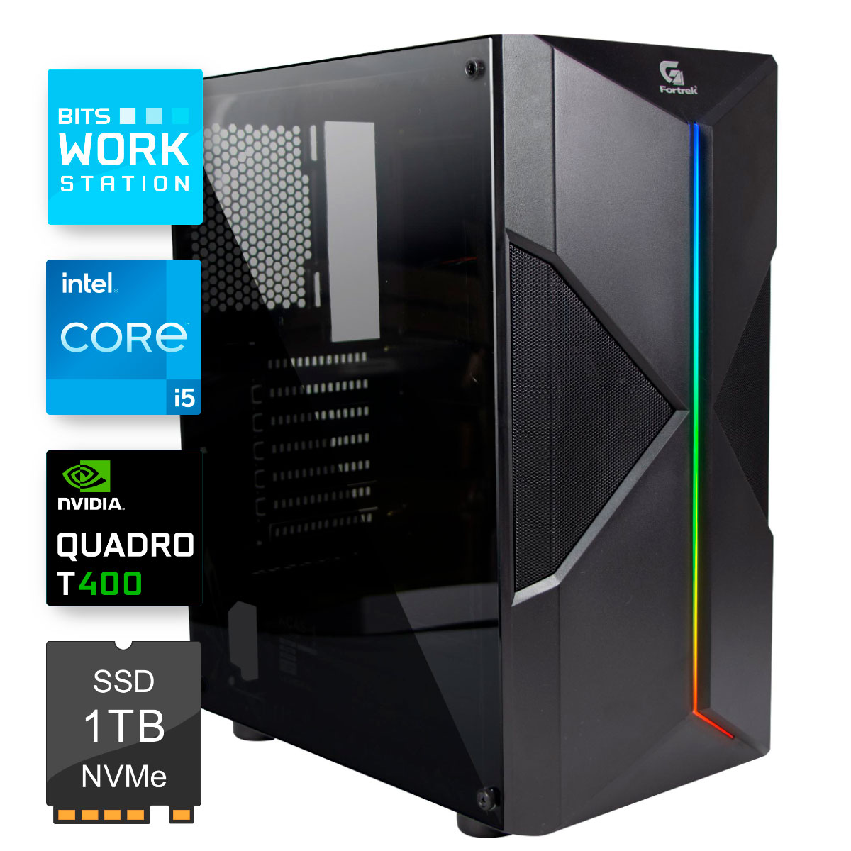 Computador WorkStation Bits 2024 - Intel i5 14400F, 16GB, SSD 1TB, Nvidia Quadro T400