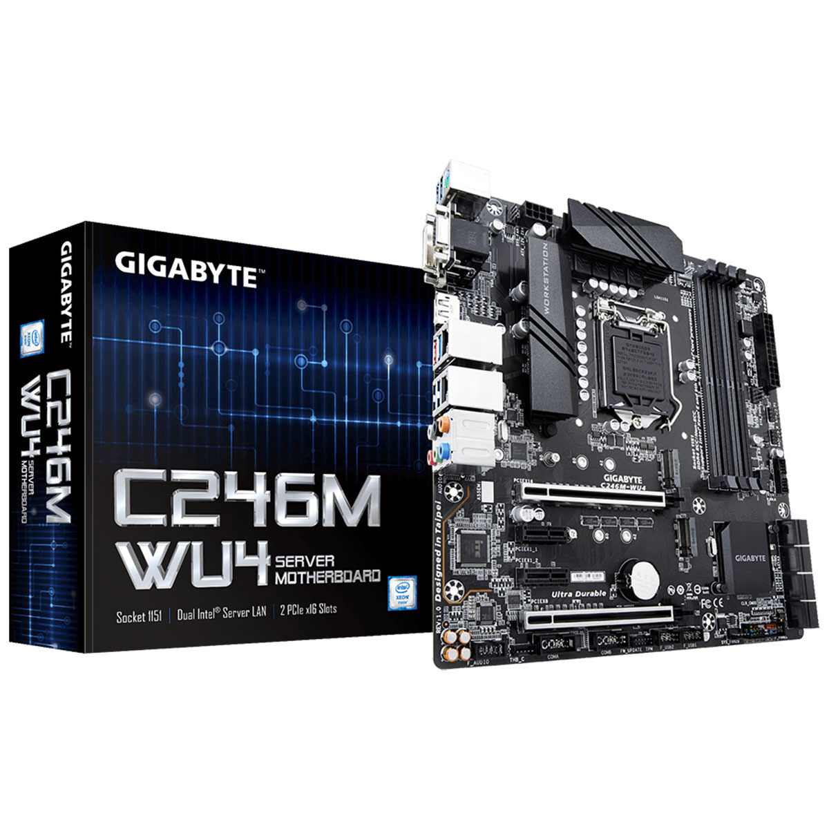 Placa Mãe Gigabyte C246M-WU4 Server - (LGA 1151 - DDR4 ECC) - Chipset C246 - Para Servidor Xeon - Dual LAN