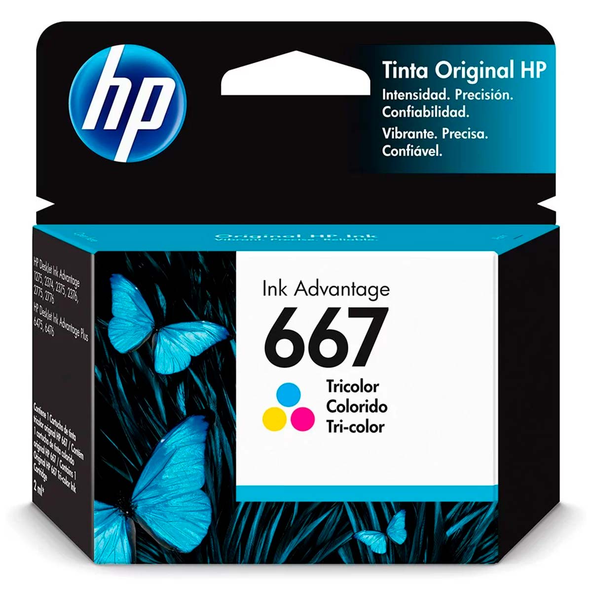 Cartucho HP 667 Colorido - 3YM78AL / 3YM78AB - Para Deskjet Ink Advantage 6000 / 6400 / 1200 / 2300 / 2700 / 4100