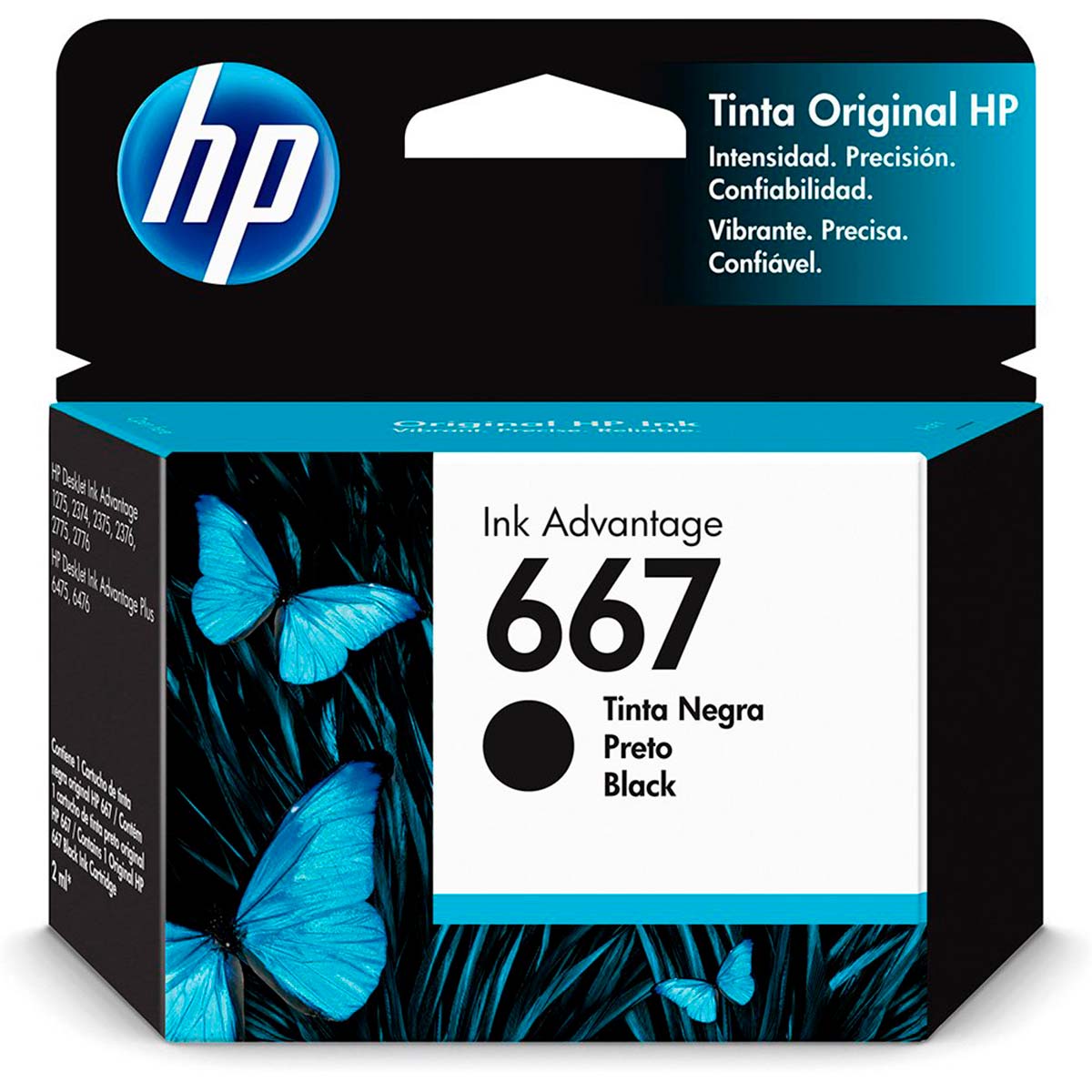 Cartucho HP 667 Preto - 3YM79AL / 3YM79AB - para Deskjet Ink Advantage 6000 / 6400 / 1200 / 2300 / 2700 / 4100 - Open box