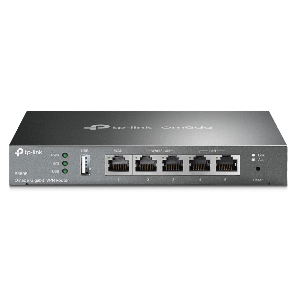 Roteador Load Balance TP-Link ER605 V2 - 5 portas Gigabit - 3 portas WAN (redundante) - USB para Modem - Omada - SafeStream - VPN Multi-Wan