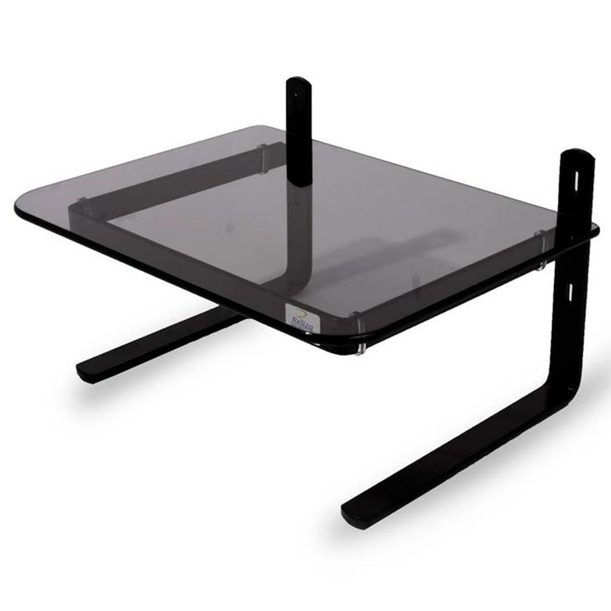 Suporte para Monitor Reliza Office - Base de Vidro Fumê - Regulagem de Altura - Preto