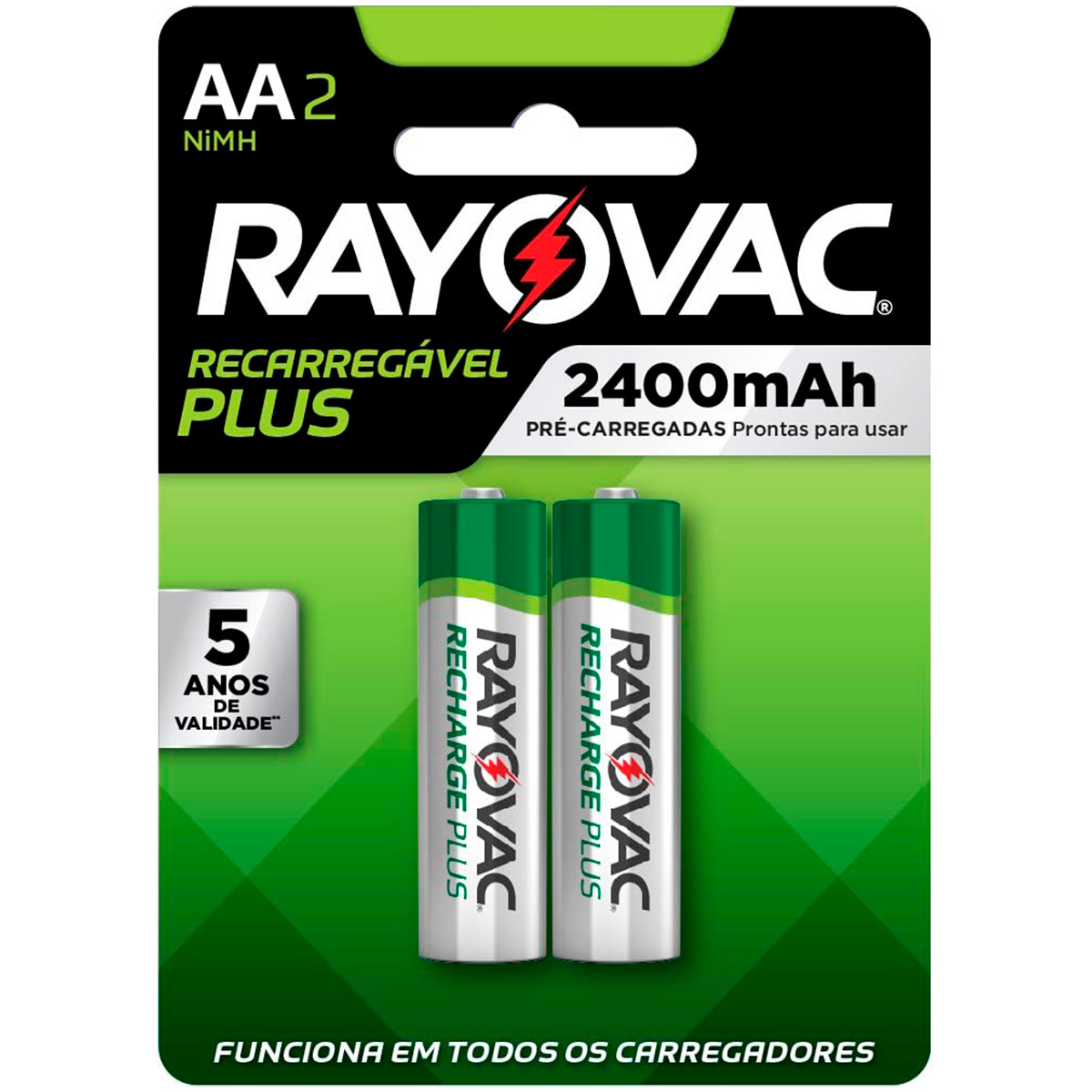 Pilha Recarregável AA Rayovac Plus SPL715-2LA - 2400mHA - 2 unidades