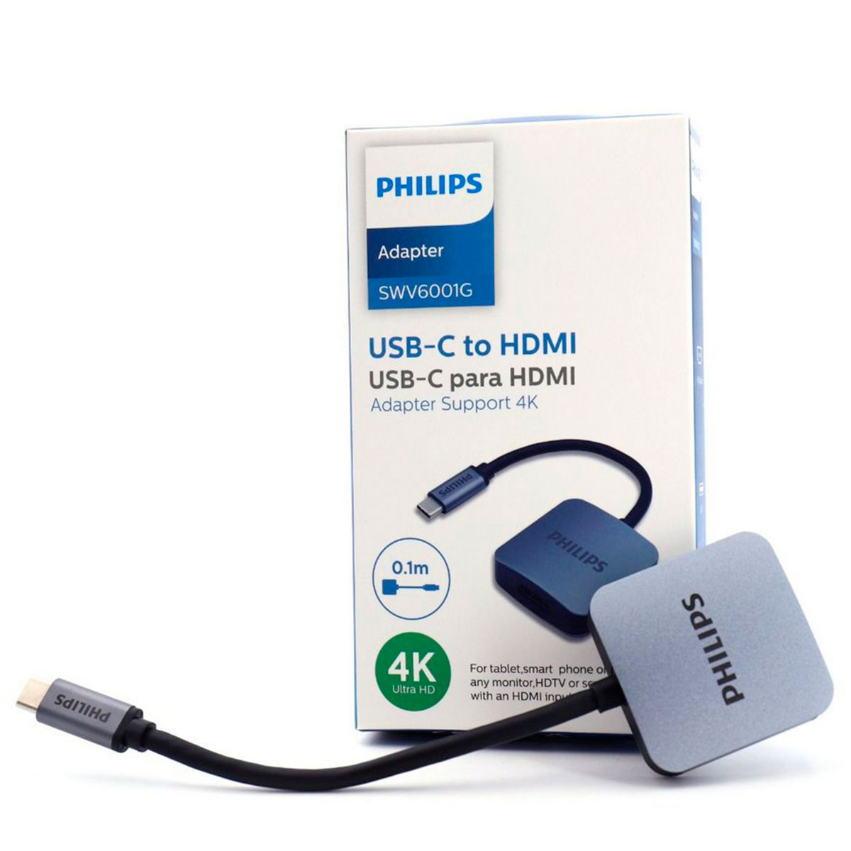 Adaptador Conversor USB-C para HDMI 4K - Philips SWV6001G/59 - para Smartphones e Tablets