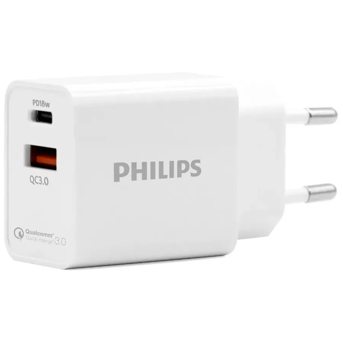 Carregador de Parede USB e USB C - Philips DLP4317CD/97 - 18W - USB Quick Charge 3.0 - Branco