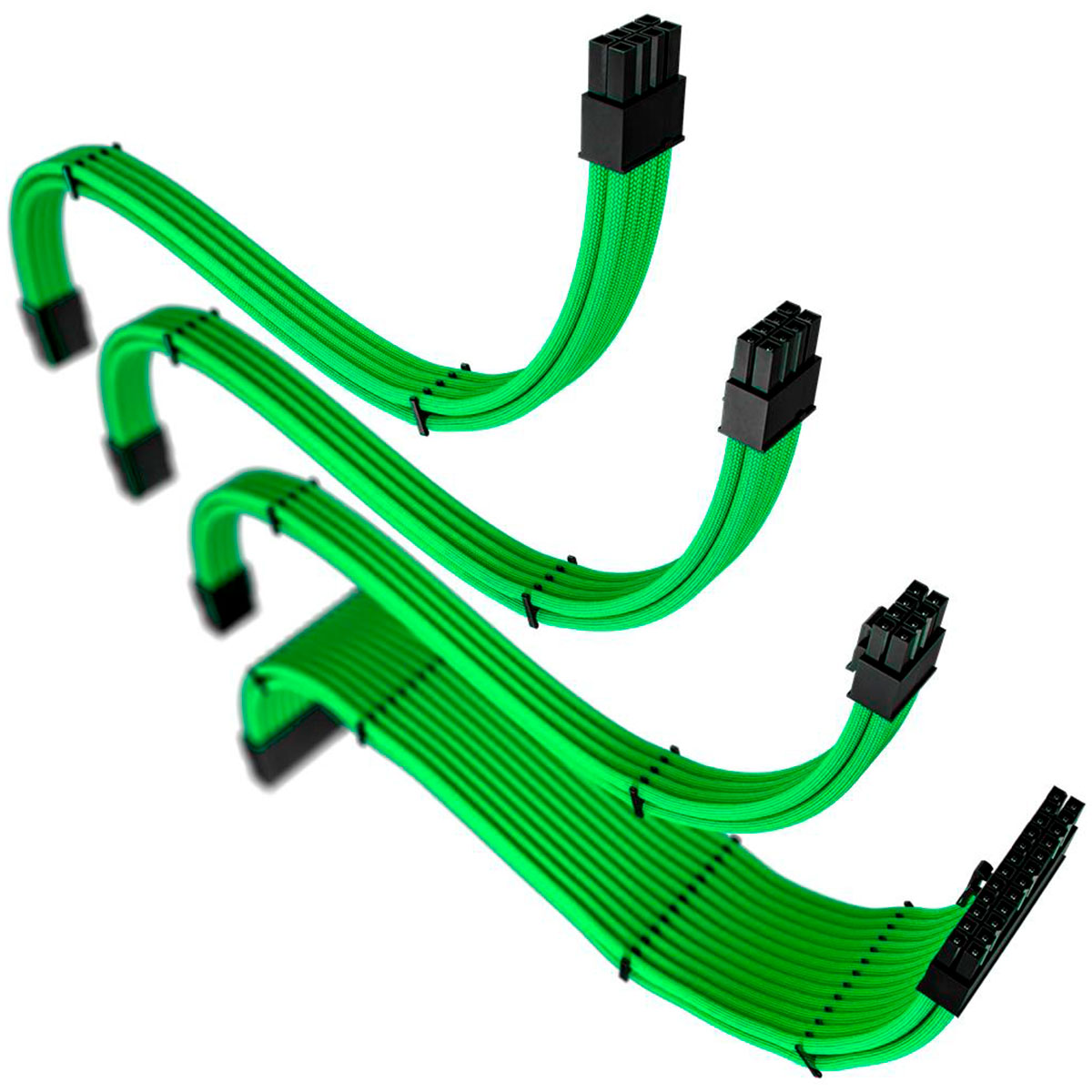 Cabos extensores Sleeved Rise Mode para fonte - 30cm - Verde - RM-SL-FG