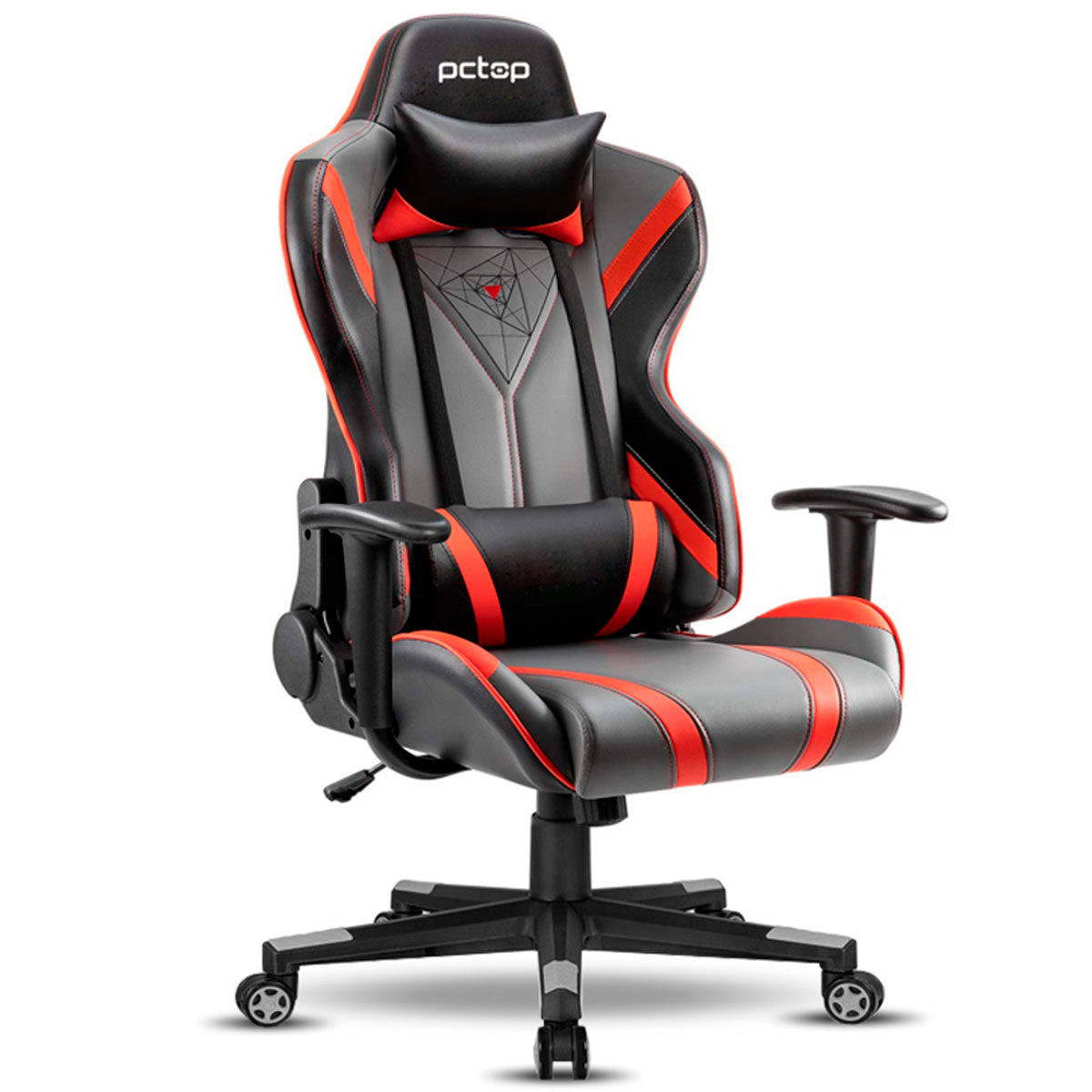 Cadeira Gamer PCTop Spider X-2577 - Encosto Reclinável de 180° - Preta e Vermelha - 0078838-01