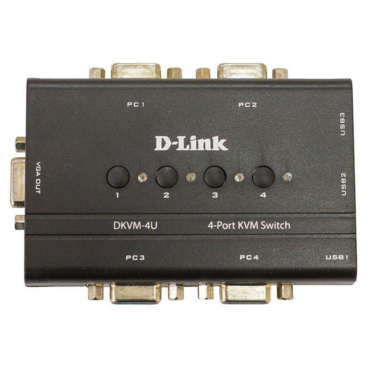 Chaveador KVM D-Link DKVM-4U - 4 computadores em 1 monitor, teclado e mouse - USB e VGA