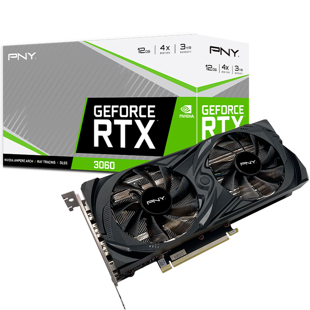 GeForce RTX 3060 12GB GDDR6 - PNY Uprising Dual Fan VCG306012DFMPB - Selo LHR