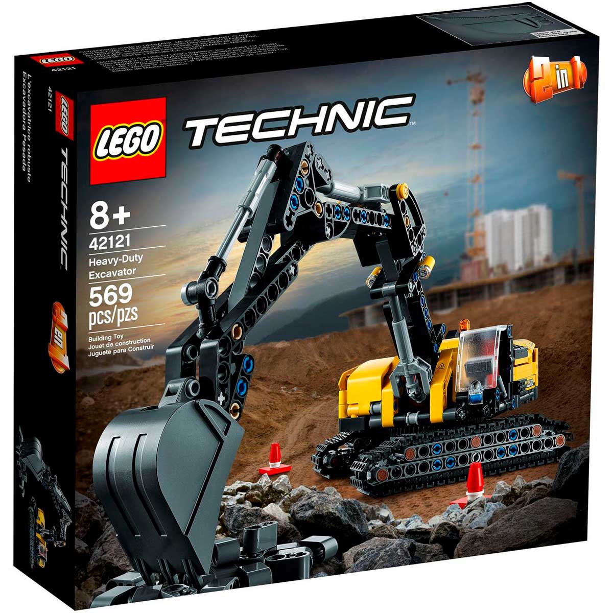 LEGO Technic 2 em 1 - Escavadeira para Trabalhos Pesados - 42121