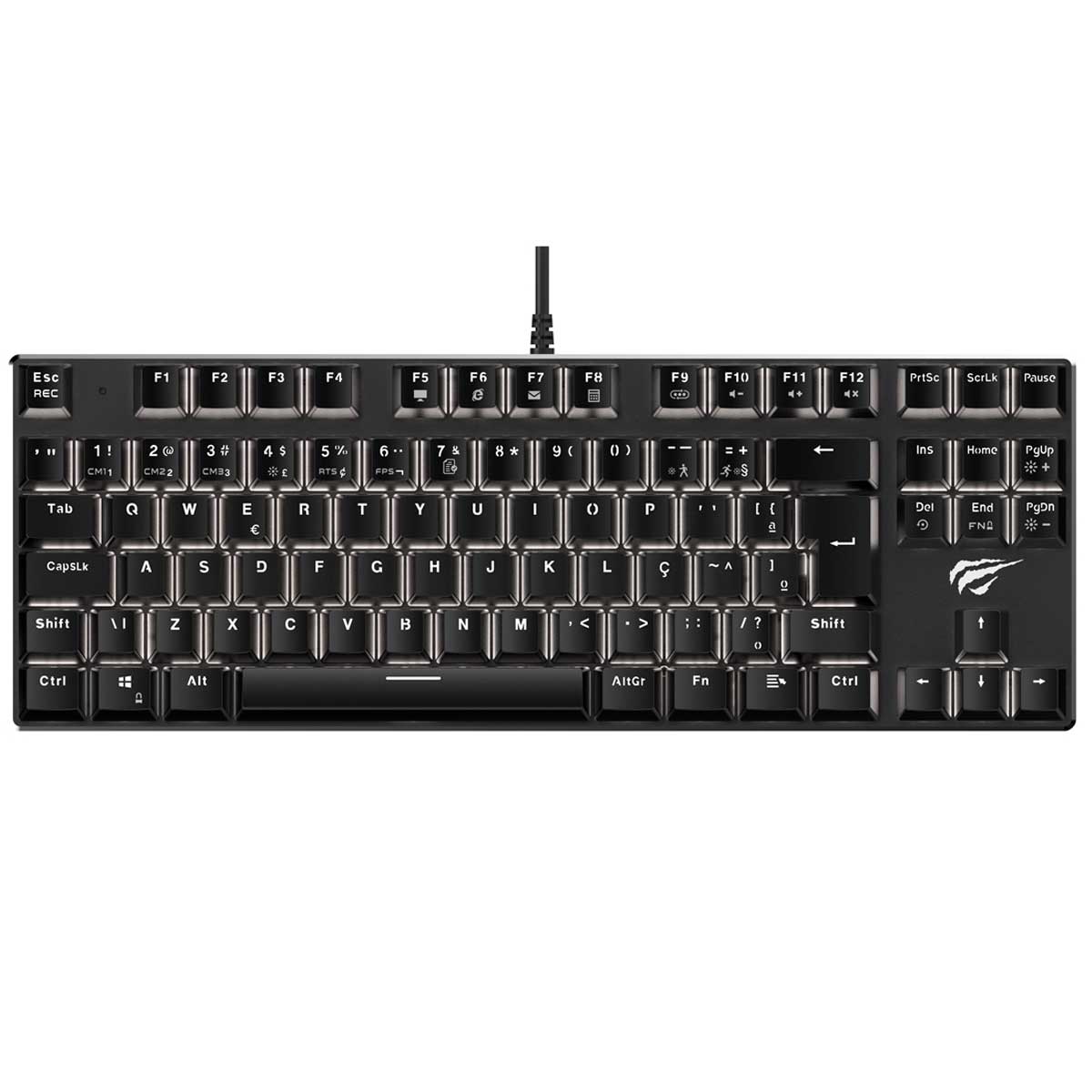 Teclado Mecânico Gamer Havit TKL HV-KB435L - ABNT2 - Retroiluminado - Switch Marrom