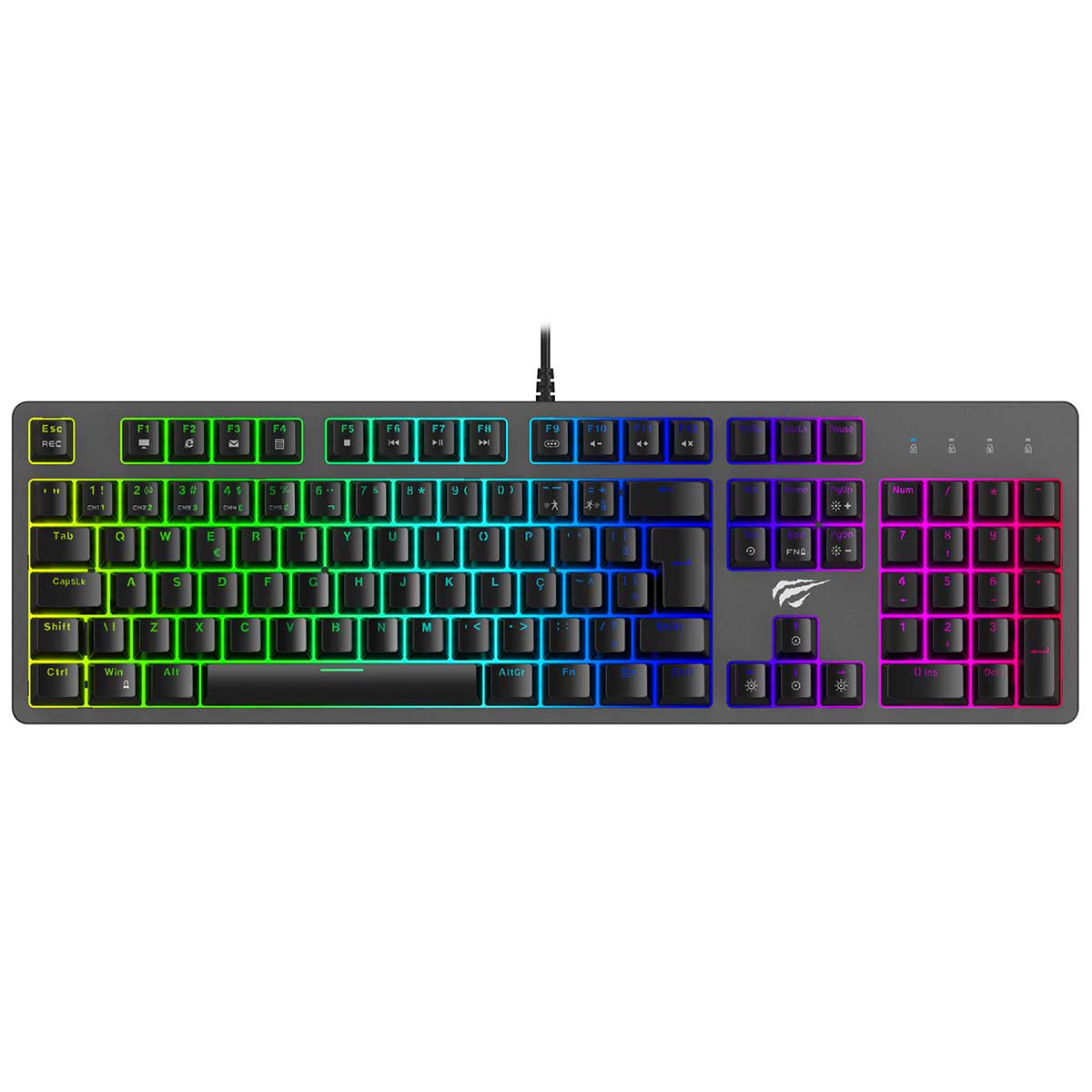 Teclado Mecânico Gamer Havit HV-KB492L - ABNT2 - RGB - Switch Azul