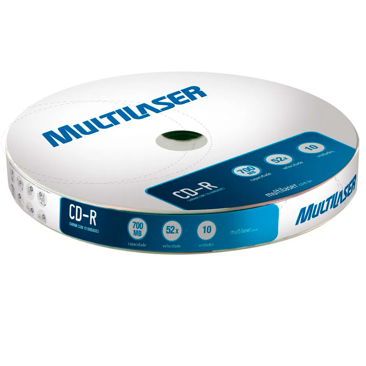 CD-R 700MB 52x - Tubo com 10 unidades - Multilaser Shrink CD027