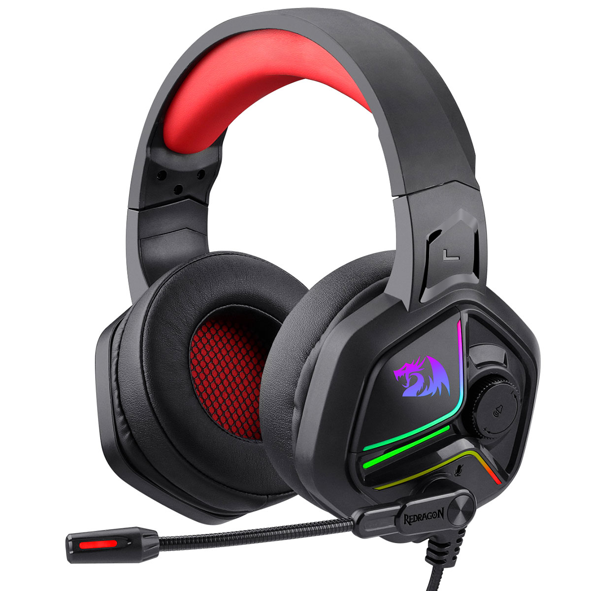 Headset Gamer Redragon Ajax H230 - Controle de Volume e Microfone - RGB - Conector P2 e USB para Energia