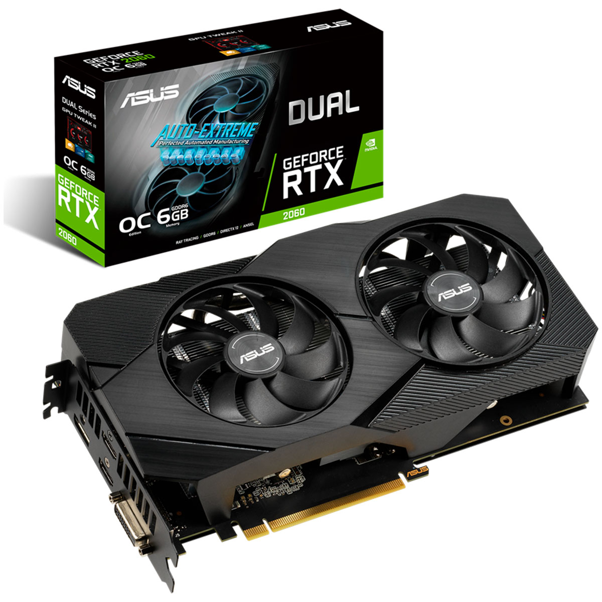Placa de Vídeo GeForce RTX 2060 6GB GDDR6 192bits - Asus Dual OC 90YV0CH2-M0NA00 - Selo LHR