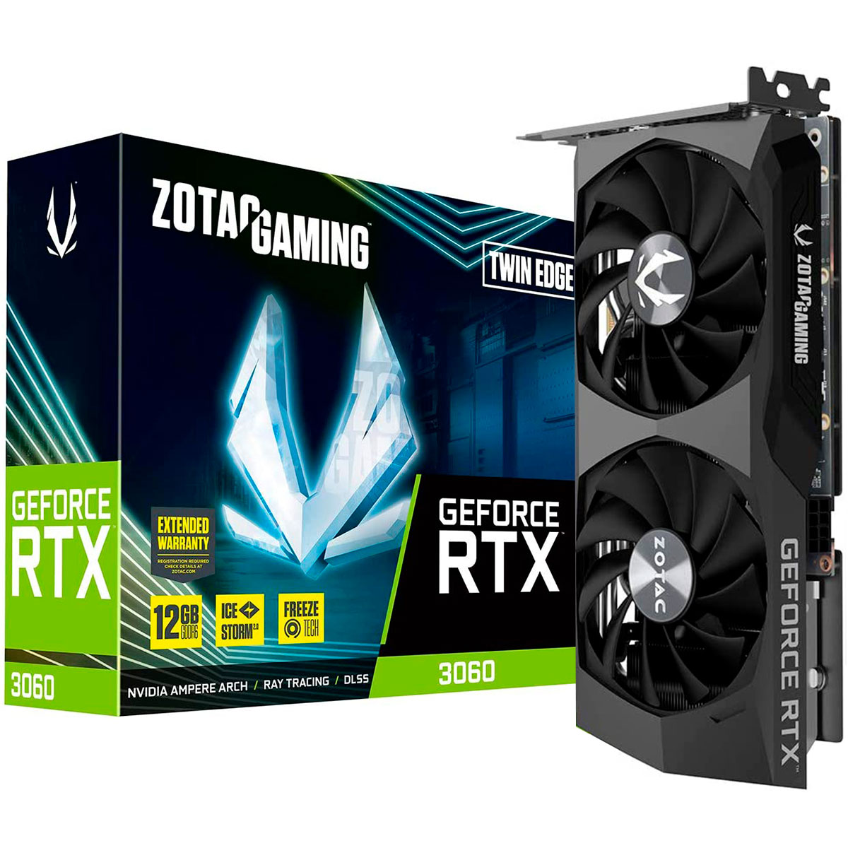 Placa de Vídeo GeForce RTX 3060 12GB GDDR6X 192bits - Zotac Twin Edges OC ZT-A30600H-10M - Selo LHR