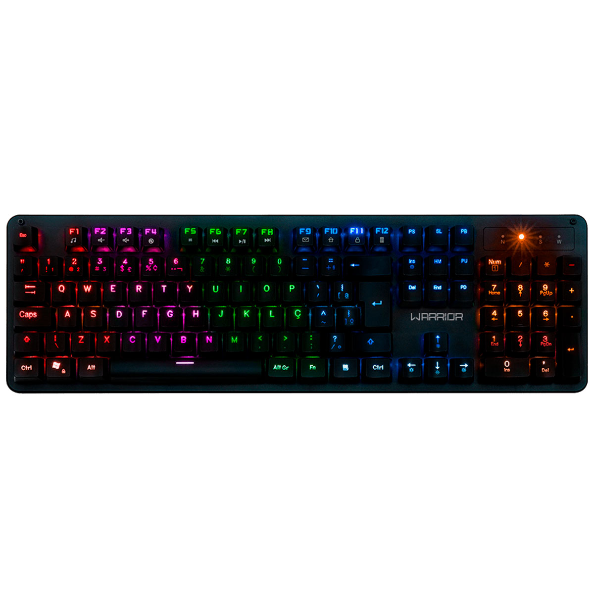 Teclado Mecânico Gamer Multilaser Warrior Dunky - ABNT2 - LED Rainbow - Swtich Azul - TC248