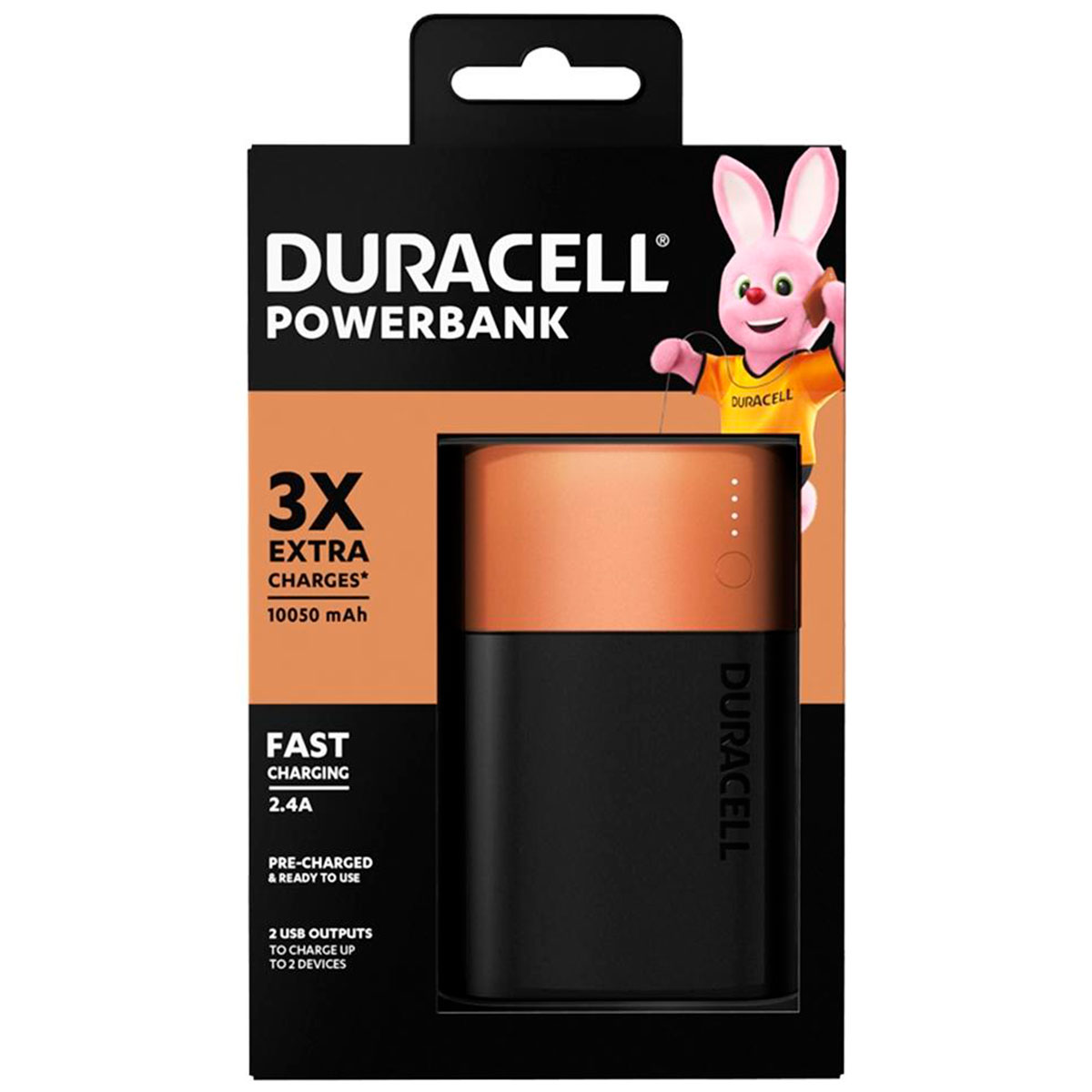 Power Bank Carregador Portátil Duracell PB3 - 2 portas USB - Bateria Externa 10.050mAh