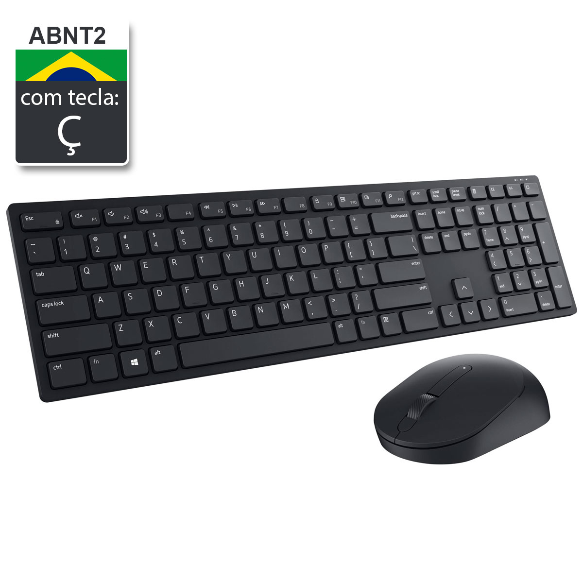 Kit Teclado e Mouse sem Fio Dell KM5221W Wireless Pro - ABNT2 - 1600dpi - Receptor USB - Preto