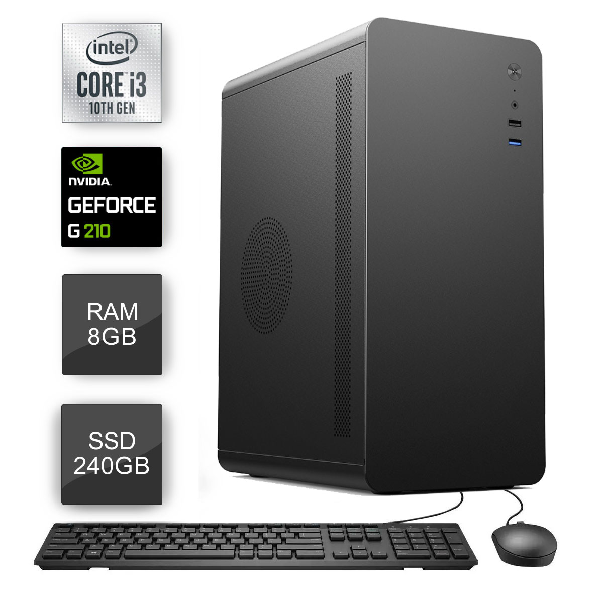 Computador Bits WorkHard - Intel i3 10100F, 8GB, SSD 240GB, GeForce G210, Kit Teclado e Mouse, FreeDos