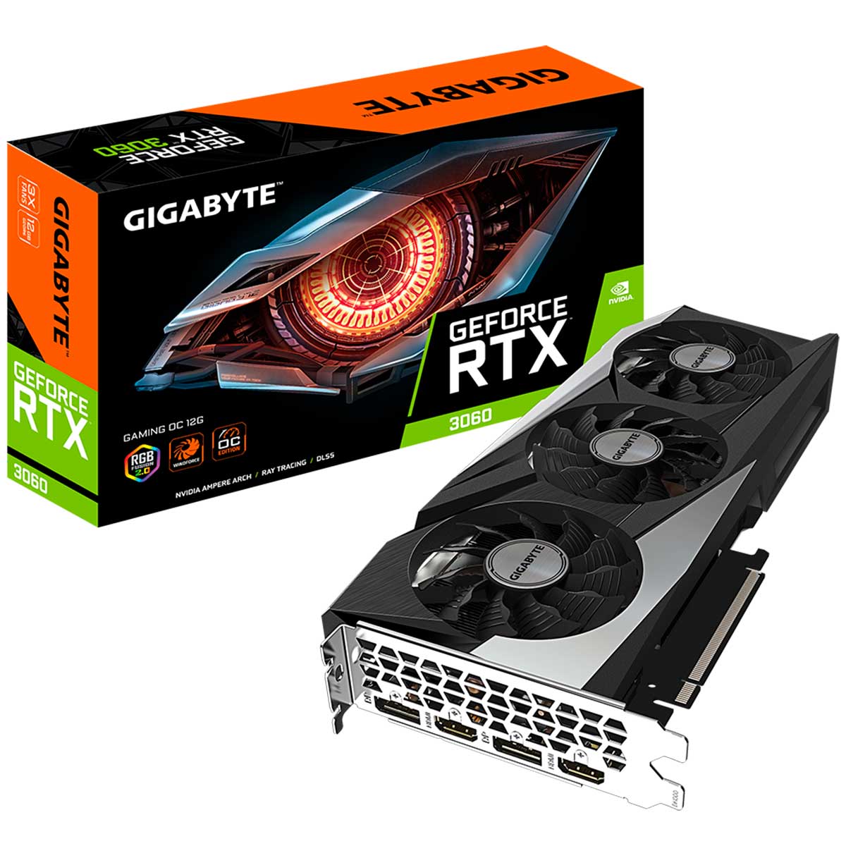 Placa de Vídeo GeForce RTX 3060 12GB GDDR6 192bits - Gigabyte Gaming OC GV-N3060GAMING OC-12GD - Selo LHR