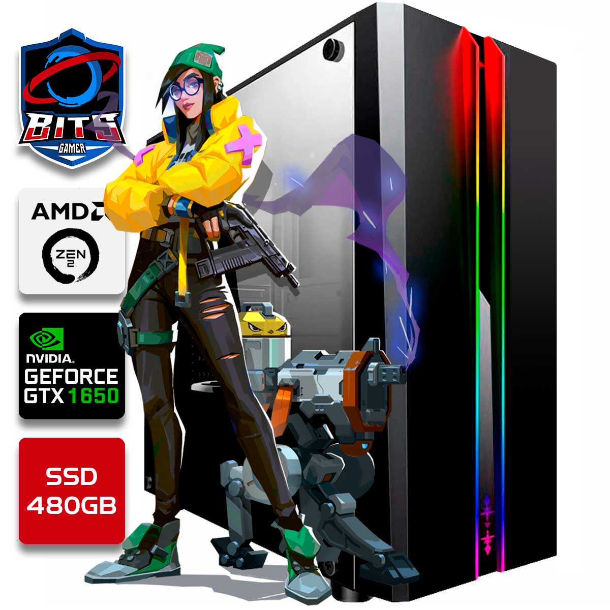 PC Gamer Bits - AMD 4700S, 16GB GDDR6, SSD 480GB, Video GeForce GTX 1650