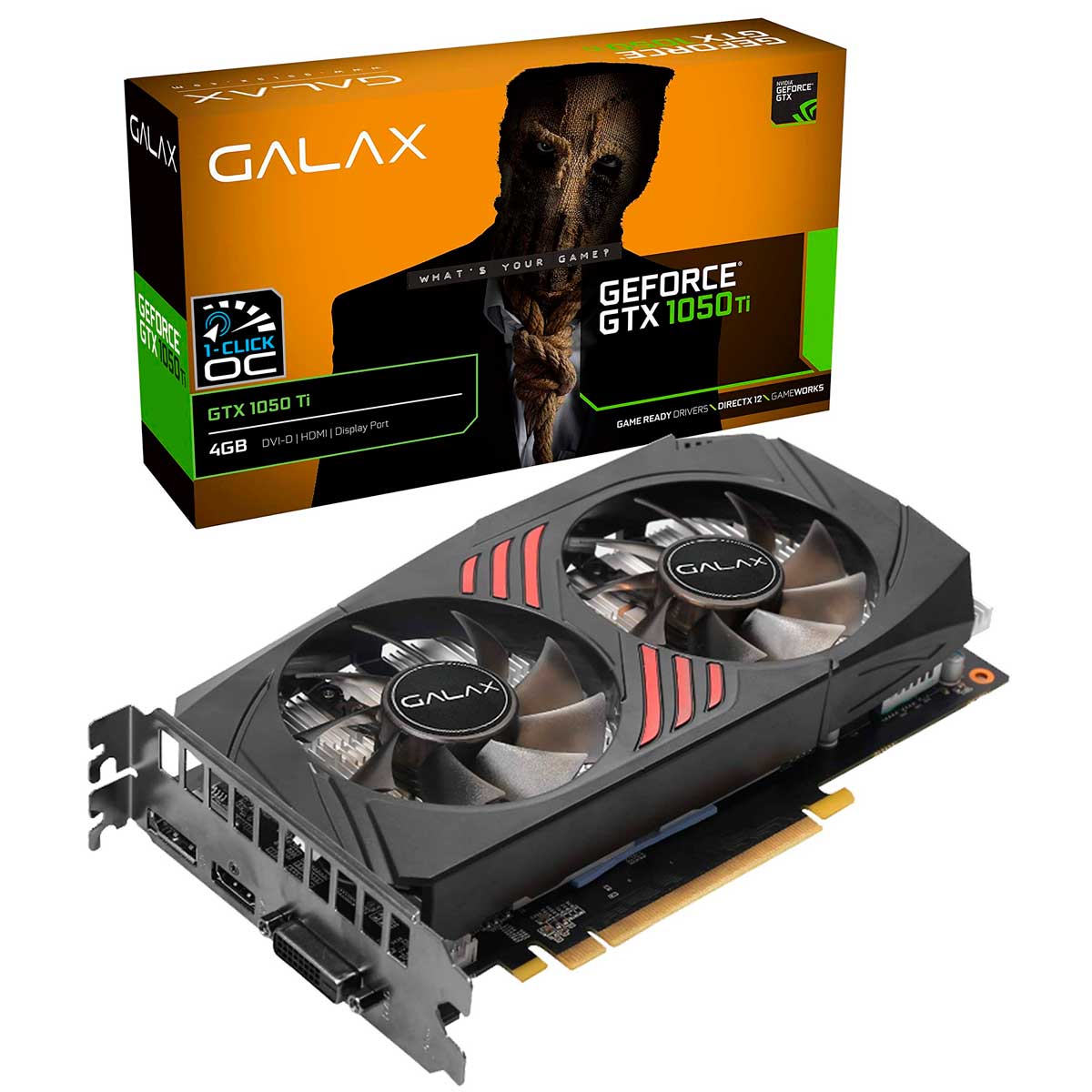 Placa de Vídeo GeForce GTX 1050 Ti 4GB GDDR5 128bits - Galax OC 50IQH8DSQ3CC