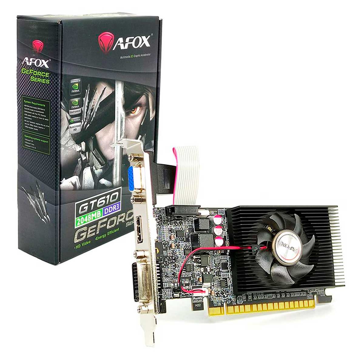 Placa de Vídeo GeForce GT 610 2GB GDDR3 64bits - Afox AF610-2048D3L7-V5