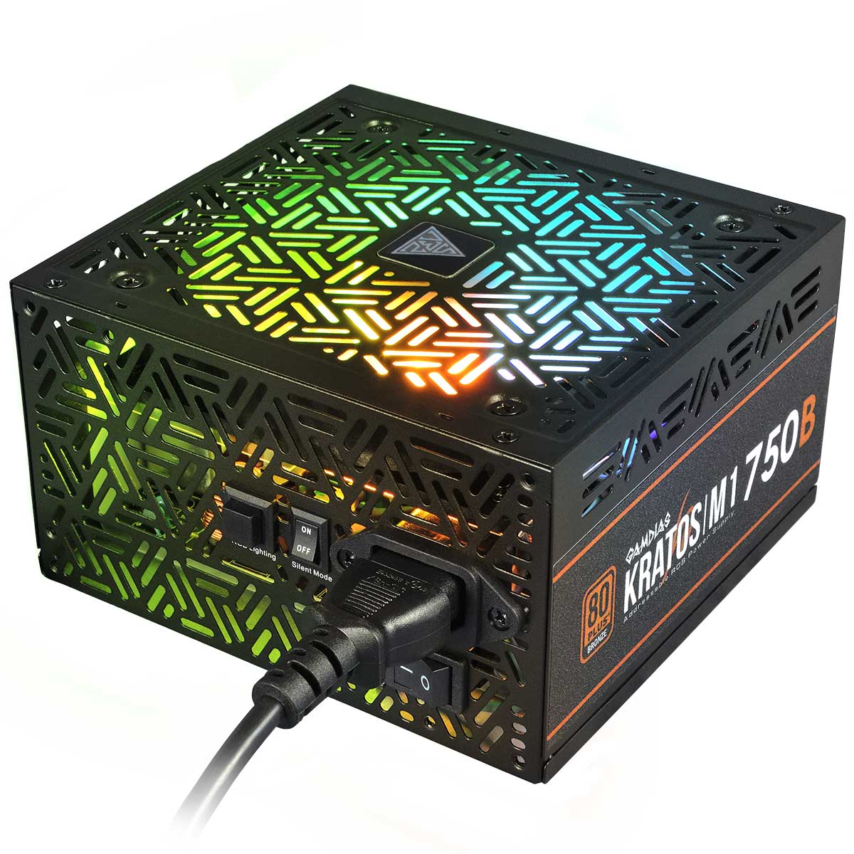 Fonte 750W Gamdias Kratos - PFC Ativo - Eficiência 82% - 80 PLUS® Bronze - RGB - M1-750B