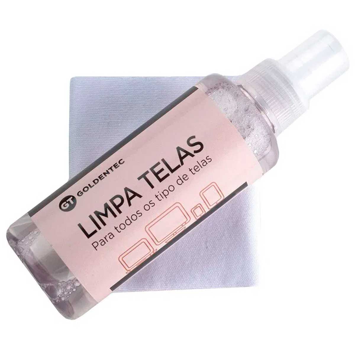 Spray Limpa Tela Goldentec - 30ml - com Flanela - para Limpeza de Notebook, TVs e Monitores - GT43856