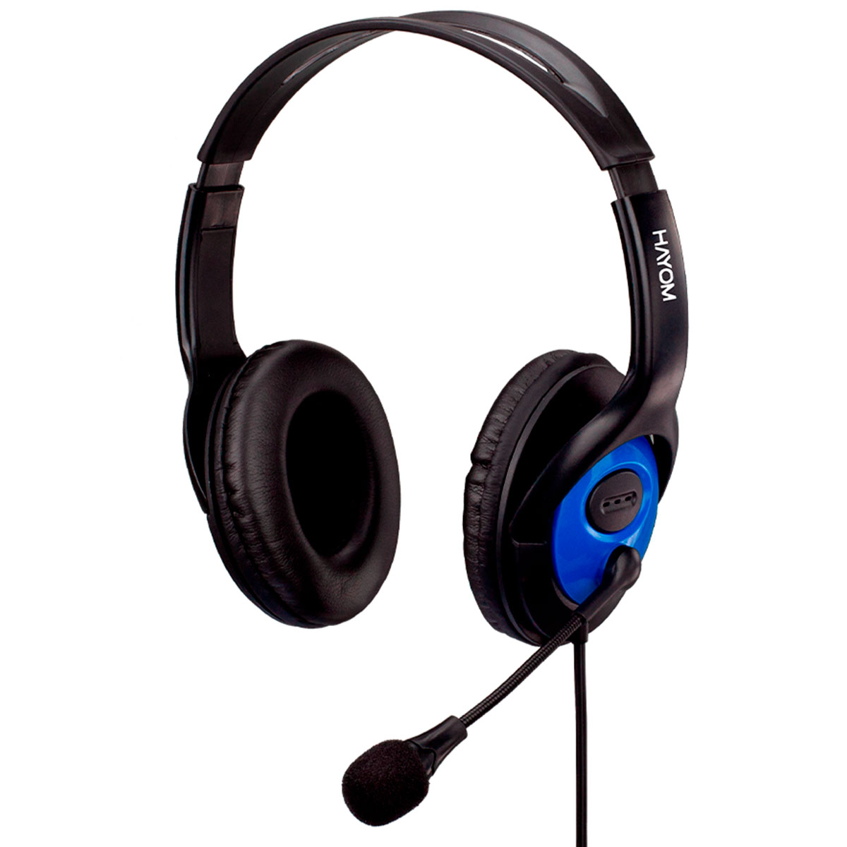 Headset Hayom Office HF2208 - Microfone - Conector P2 - Preto e Azul - 221008