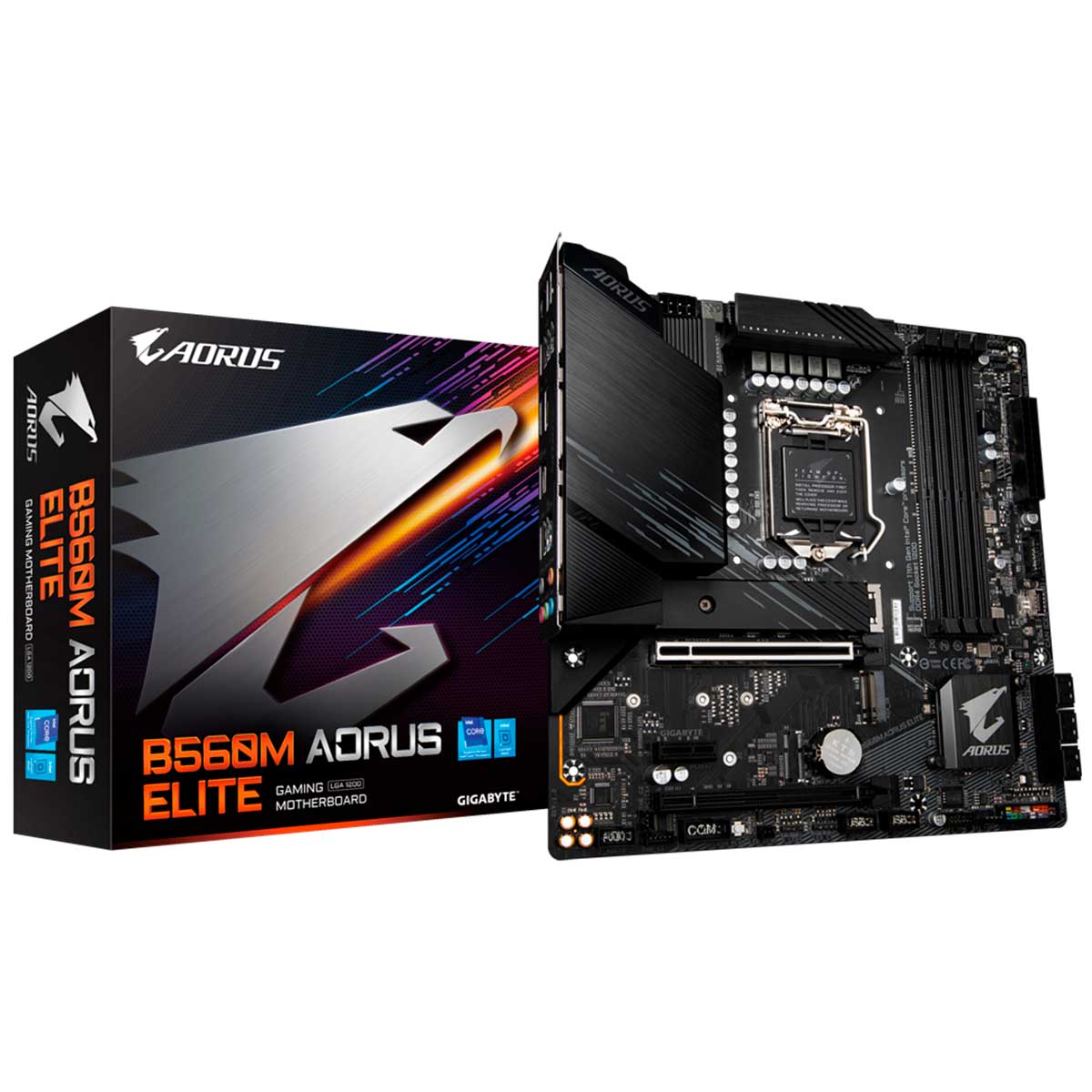 Placa Mãe Gigabyte Aorus Elite B560M (LGA 1200 - DDR4 5333 O.C) - Chipset Intel B560 - USB 3.2 - Slot M.2