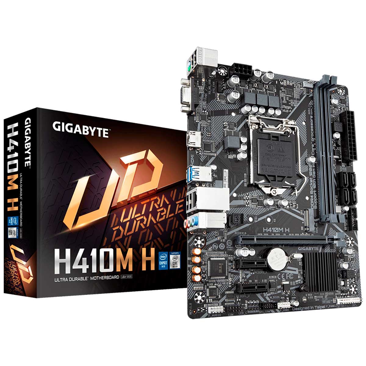 Placa Mãe Gigabyte H410M-H (LGA 1200 - DDR4 2933) - Chipset H410 - USB 3.2 - Slot M.2