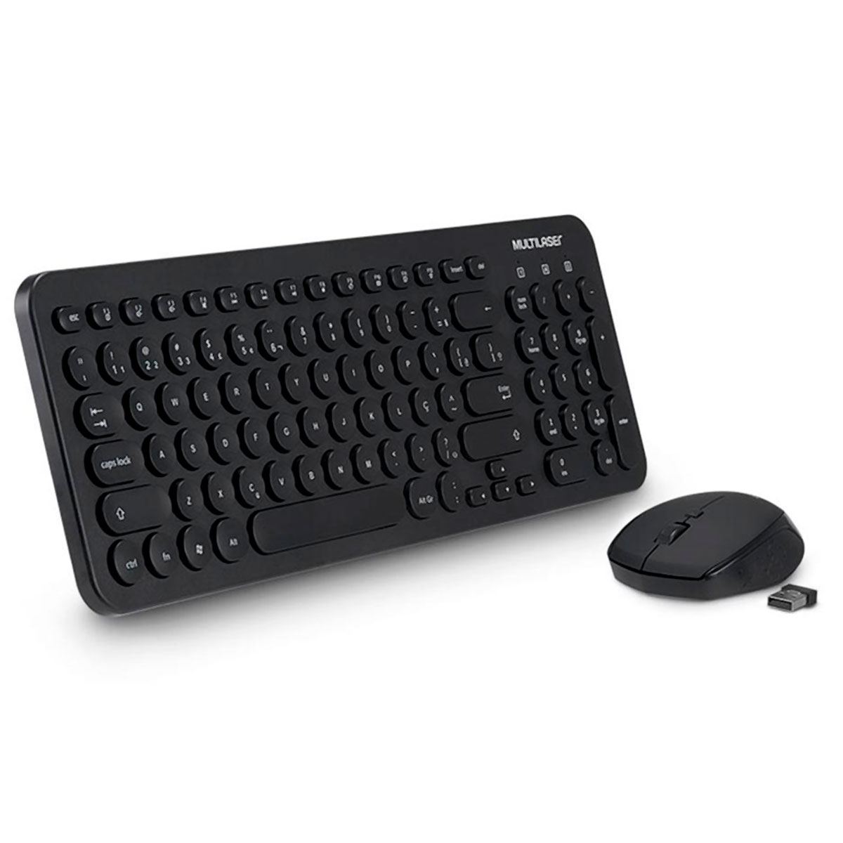 Kit Teclado e Mouse sem Fio Multilaser TC231 - 1600dpi - ABNT2 - Teclas Redondas