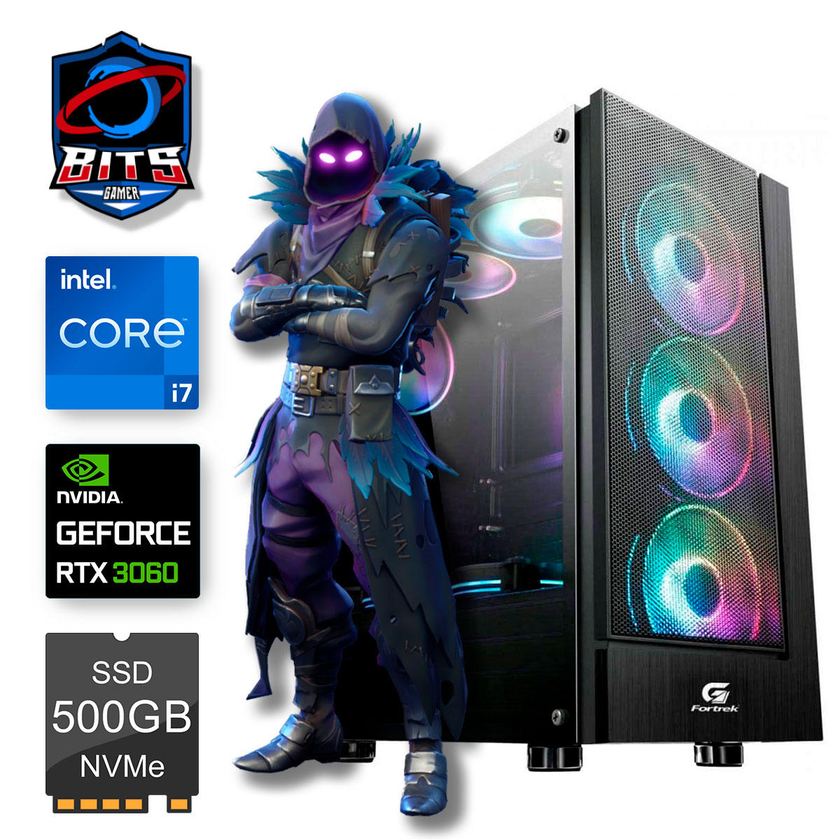 PC Gamer Bits 2024 - Intel i7 13700F, 16GB, SSD 500GB, Video GeForce RTX 3060