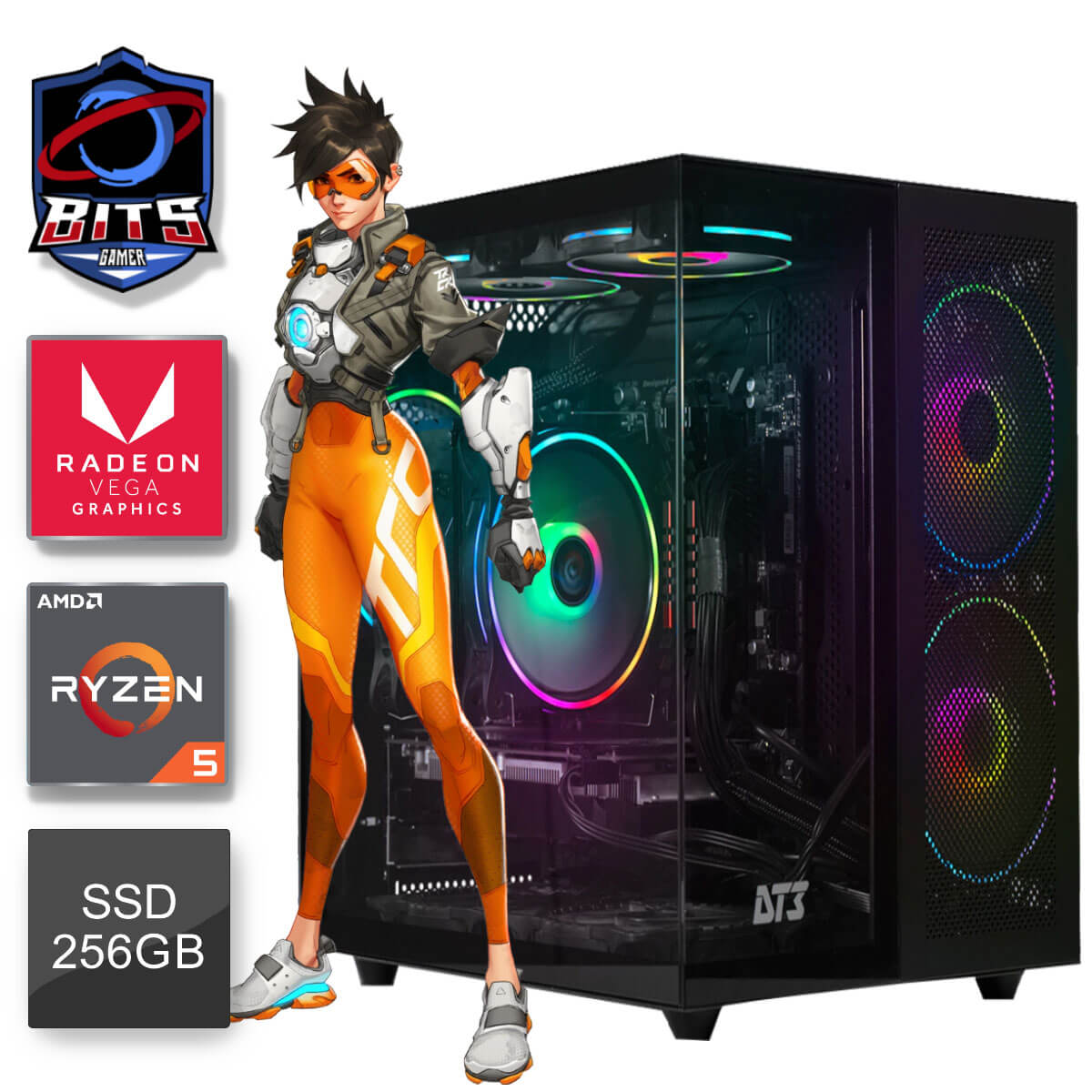 PC Gamer Bits 2025 - Ryzen 5 5600GT, 16GB Dual Channel, SSD 256GB, Video Radeon Vega 7 - Windows 11