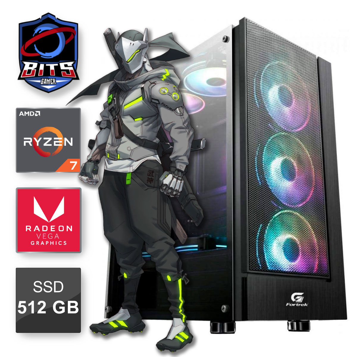 PC Gamer Bits 2024 - Ryzen 7 5700G, 16GB, SSD 512GB, Video Radeon Vega 7